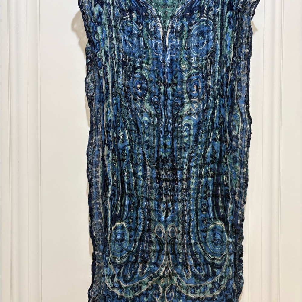 Blue and Green Patterned Scarf